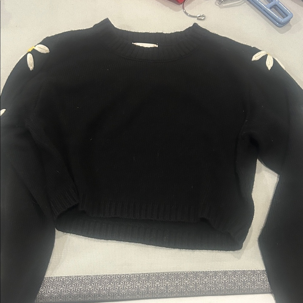 Black Sweater with Embroidered Details